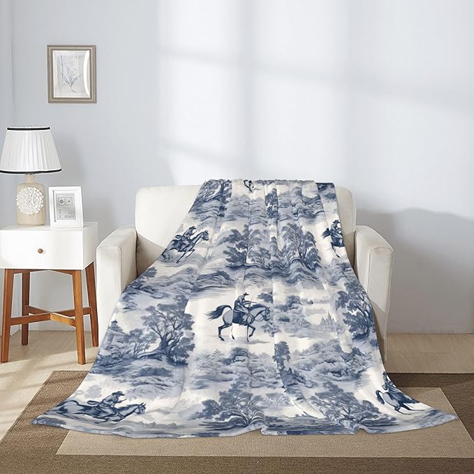 Western Cowboy Soft Throw Blanket Flannel Fleece Blankets Warm Cozy Lightweight Fuzzy Blanket for Bed Sofa Couch Home Decor 80"X60"