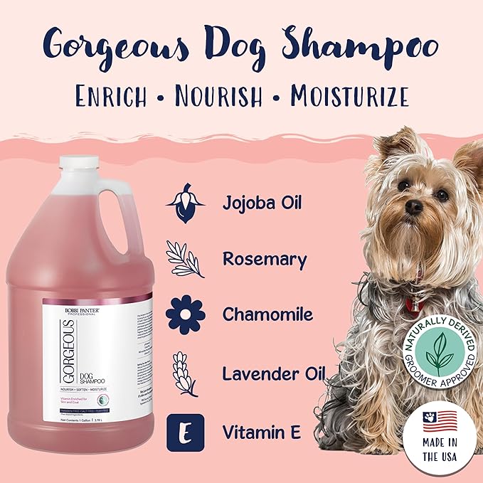 Nilodor Gorgeous Dog Shampoo for Natural Brightening & Whitening, Naturally Derived Ingredients, Tear-Free, Salt-Free, Paraben-free, pH-Balanced, Peach Scent, 20:1 Concentrated Formula, 13 oz.