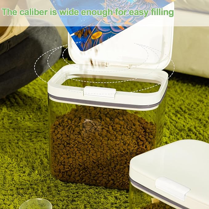Airtight Cat Food Storage Container | 6.0 Qt/5.5 L Dry Cat Food Bin With Food Scoop |Hold up to 4~5lbs of Cat Food Kibble| Airtight Dog and Cat Food Trats Container |Clear BPA Free