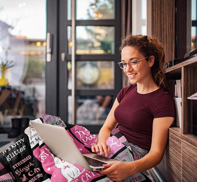 Cat Blanket Gifts 50"x60", Cat Gifts for Women, Cat Lover/Mom/Lady Gifts