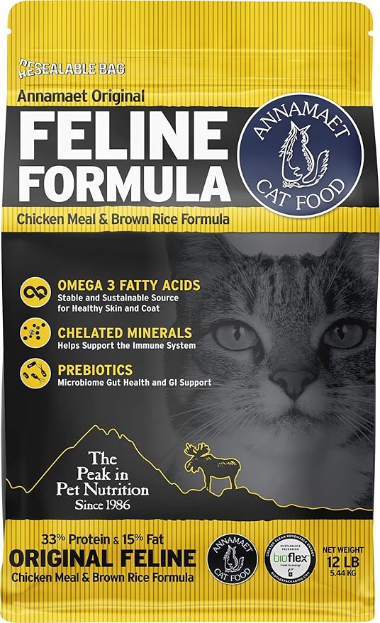 Annamaet Original Feline Formula Dry Cat Food, (Chicken & Brown Rice), 12-lb Bag