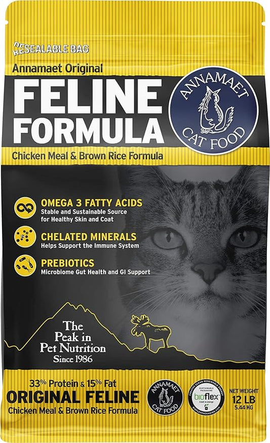Annamaet Original Feline Formula Dry Cat Food, (Chicken & Brown Rice), 12-lb Bag