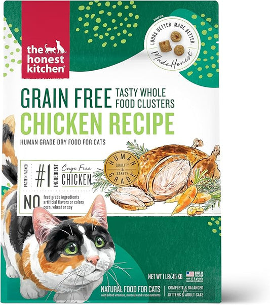The Honest Kitchen Whole Food Clusters Grain Free Chicken Dry Cat Food, 1 lb Trial Pouch