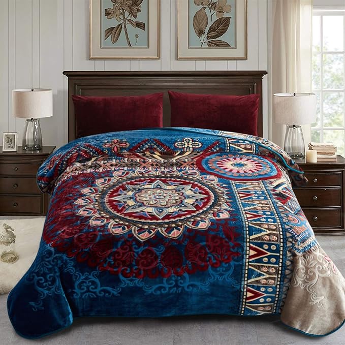 JML Fleece Blanket King Size, Korean Mink Blanket 85 x 95 Inches- 9 Lbs, Single Ply, Soft, Warm, Thick Raschel Printed for Autumn, Winter, Bed, Home
