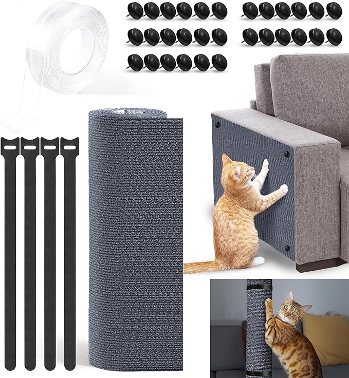 118.2"x15.8" Cat Scratching Mat, Self-Adhesive Cat Scratch Carpet, Cat Scratch Furniture Protector, DIY Climbing Cat Scratcher for Cat Tree Shelf Shelve, Couch Furniture Protector