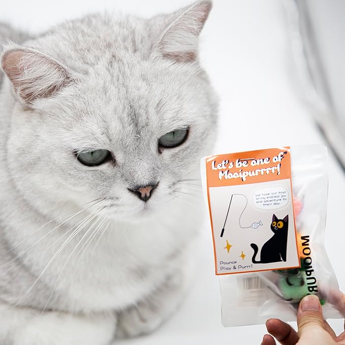 Interactive Cat Toys Insects Replacement for Cat Wand Toy, 5 PCS Fly Bugs Refills with Bells for Cat Teaser, Chase and Exercise Toys for Indoor Cats and Kittens