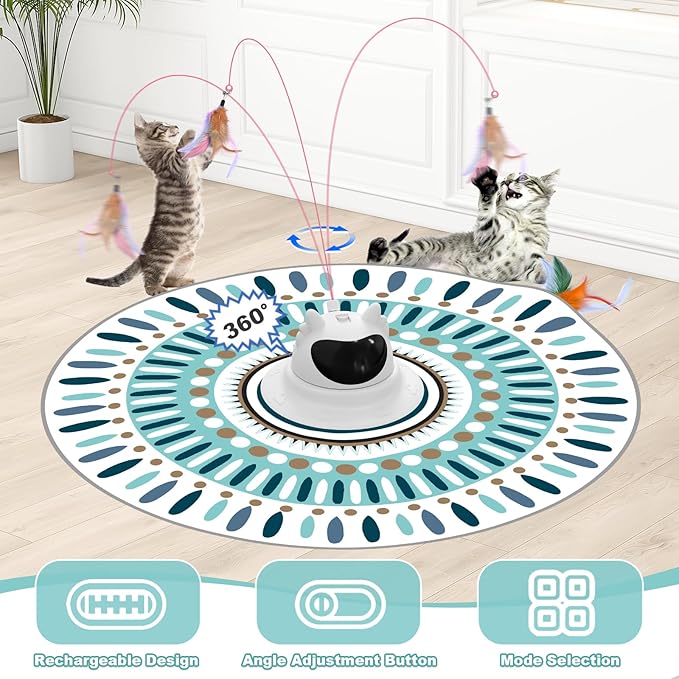 Interactive Cat Toys for Indoor Cats Laser,Automatic Cat Toys Interactive Feather Toys