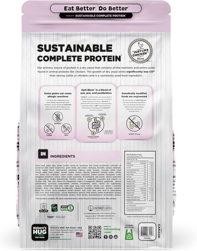 Nature's HUG Dry Cat Food, for Kitten-All Breeds, 4 lb. Bag, Just Like Chicken Recipe, Grain Free & Hypoallergenic, Supports Microbiome Health, Sustainable Complete Protein & Balanced Nutrition