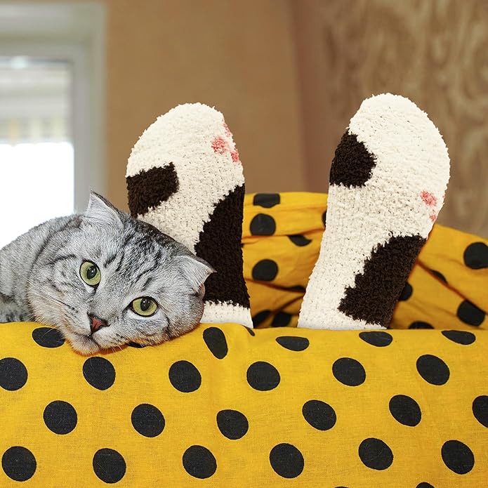 Benefeet Sox Cute Fuzzy Socks for Women Girls Fluffy Warm Cozy Novelty Slipper Socks Funny Animal Plush Sleeping Socks