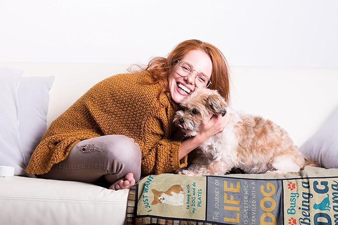 Dog Lover Gifts for Women, Dog Mom Gifts for Women, Dog Throw Blanket 50"x60", Presents for Dogs Lovers/Mom, Presents for Dogs Owners Blanket, Doggie Blanket