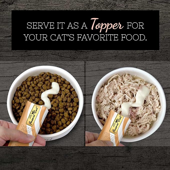 Fussie Cat Chicken Puree, lickable cat treats, 0.5oz pouch 4 Count (Pack of 1)