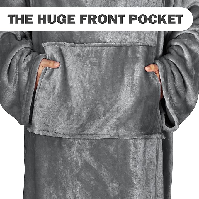 Solaris Travel Wearable Blanket with Sleeves, 2 in 1 Packable Airplane Pillow Blanket for Adult Women Men, Soft Cozy Warm Snuggy Body Blanket for Outdoor Indoor Home Lounge, Gray