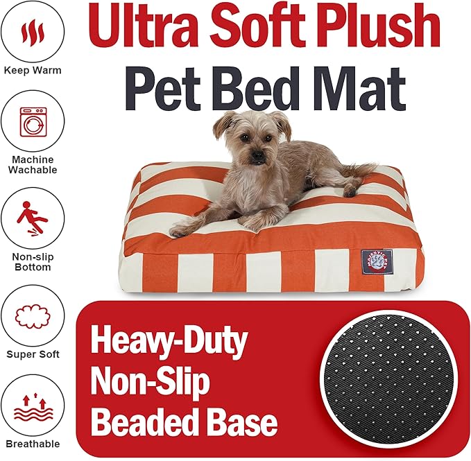 Majestic Pet Rectangle Small Dog Bed Washable – Non Slip Comfy Pet Bed – Dog Crate Bed with Removable Washable Cover – Dog Kennel Bed for Sleeping - Dog Bed Small Breed 27x20x4 Inch – Burnt Orang
