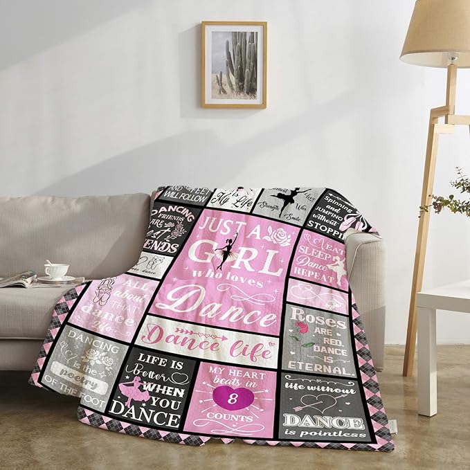 Dance Gifts for Girls Blanket, Dance Recital/Ballet/Ballerina Gift for Girl, Dancer Gifts for Girls Teens Teacher on Birthday Christmas 50"x60"