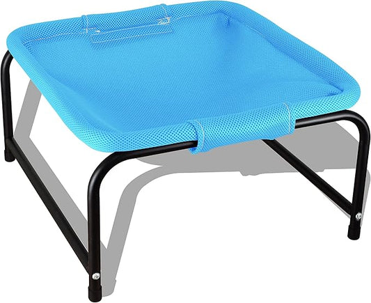 PHYEX Cat Bed Elevated Pet Hammock for Kitty Cat Small Dog, Easy Assembly Raised Cat Cot for Indoors & Outdoors, Square Blue