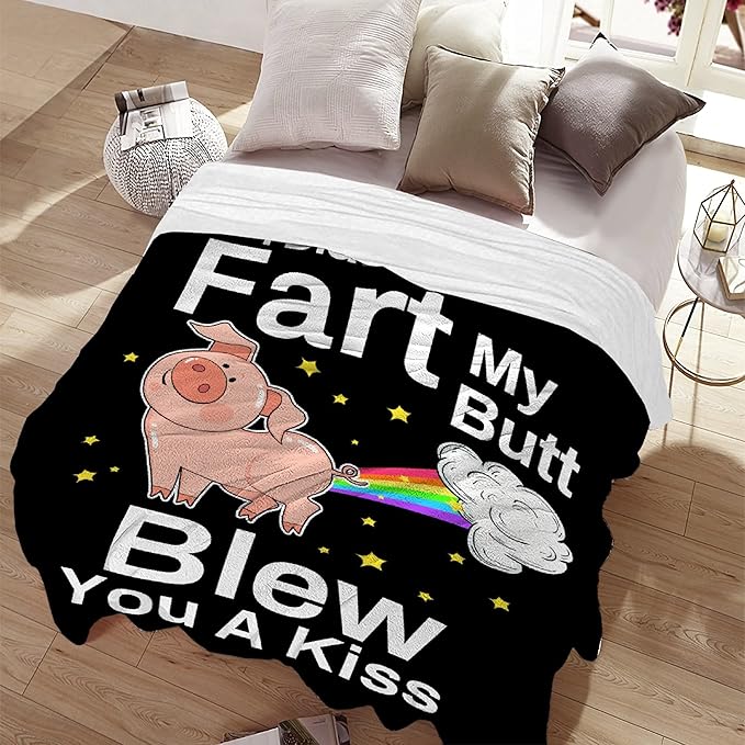 Pig Blanket,Girls Pink Pigs Animal Fleece Lightweight Throws,I Didnt My Blew You A Kiss,Super Soft Sherpa Blankets, for Bed Sofa Couch,Funny Things for Teen Girl Boy,40"x50" for Kids