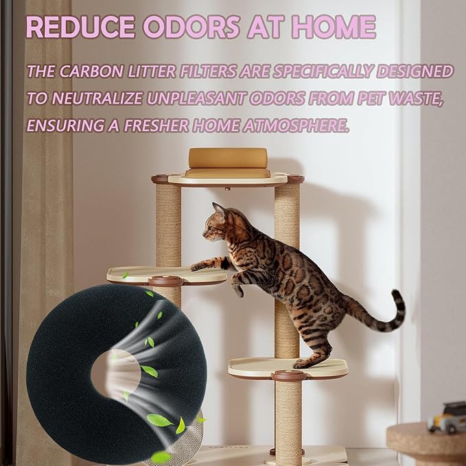 8 Pack Carbon Filters Compatible with Hidden Litter Box, Activated Carbon Filters Fit for Hidden Cat Litter Planters, Eliminate Odor and Controls Moisture on Pet's Body Keep Home Fresh