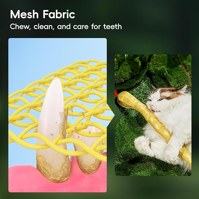 Potaroma Cat Toys Realistic Snake Catnip Crinkly Sound Toy 2 Pcs, Mesh Fabric for Teeth Cleaning, Interactive Kicker Toys for Indoor Kitten Exercise 20 Inches