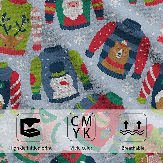 Christmas Ugly Sweater Hand Towel Set of 2,Childish Christmas Holiday Sweater Bathroom Kitchen Towel,Soft Absorben for Bathroom Kitchen Hotel 28"x14"