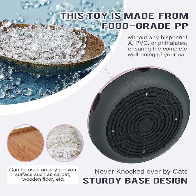 Zaabaaziba Interactive Cat Toys, Track Balls Kitten Toy for Indoor, High-Elasticity Cat Teaser Wand Cat Feather Toy, Perfect Toy for Multi-Cat Households for All Cat Breeds Pink