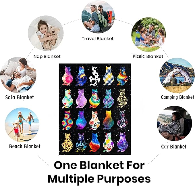 Cat Blanket Soft Cozy Flannel Throw Blanket Warm Lightweight Blankets Gifts for Cat Lovers Kids Girls Women Adults 50"x40"