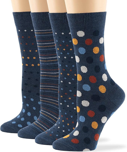 7BIGSTARS KINGDOM Womens Fun Cotton Crew Socks - 4 Pack L/M - Cactus Space Desert Coffee Fox Dog Hedgehog Puppy Flower Bird