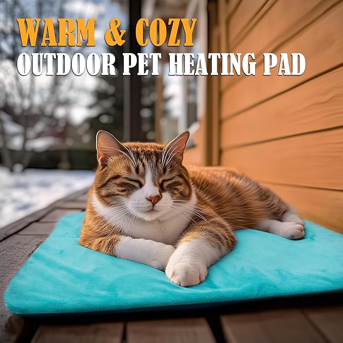 PETNF Outdoor Pet Heating Pad for Cats Outside, Cat Heating Pad Outdoor Winter Waterproof, Heated Cat Bed Safe Electric Cat Warming Pad Mat Blanket for Feral Cat, Heated Mat for Dog Cat House, 28"X16"