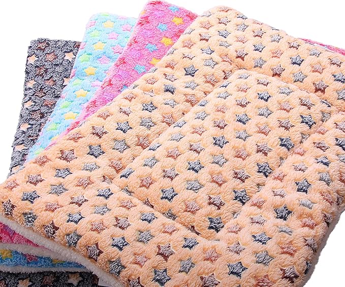FJWYSANGU Fluffy Pet Cat Blanket Soft Coral Velvet Pet Puppy Cushion Mat Warm Cover Soft Pad Mat Beige S