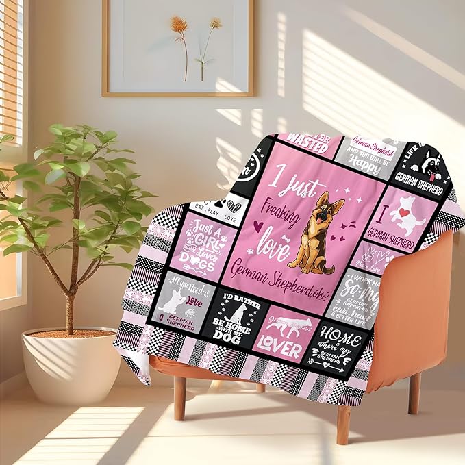 German Shepherd Lover Blanket for Dog Moms - 50" X 60" I Just Freaking Love German Shepherd Soft Throw Blanket - Christmas Dog Themed Gifts for Women Girls