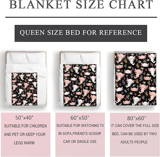 Axolotl Blanket Ultra Soft Flannel Throw Blanket Gifts for Axolotl Lovers Blankets for Girls Boys Kids Women Adults Stuff 50"X 40"