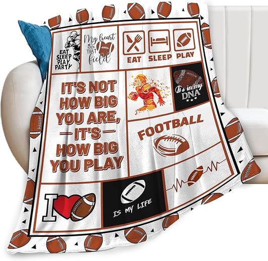 Football Print Blanket American Flag Sports Throw Blankets for Couch Room Stuff Decor Boys Girls Team Gifts Accessories Fleece Plush Flannel Bedding for Lover Men Women College Players Teen 60"x80"