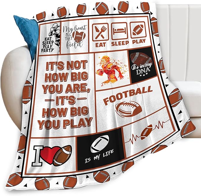 Football Print Blanket American Flag Sports Throw Blankets for Couch Room Stuff Decor Boys Girls Team Gifts Accessories Fleece Plush Flannel Bedding for Lover Men Women College Players Teen 40"x50"
