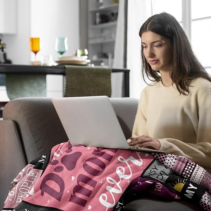 Dog Mom Gifts for Women Blanket 60"x50", Christmas Mothers Day Birthday Gifts for Dog Lover/Lovers/Owner Women