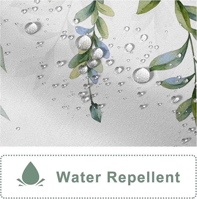 AWERT Green Mixed Light Blue Plant Shower Curtain with 12 Hooks Decorative Sage Green Shower Curtain for Bathroom Waterproof Fabric 72x78inc