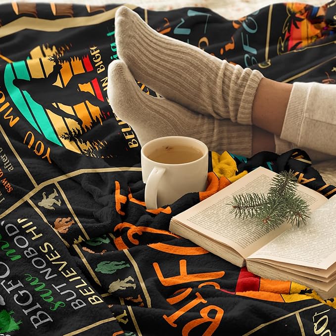 XALAZY Bigfoot Gifts Blanket 50"X60", Sasquatch Gifts, Big Foot Sasquatch Gifts for Kids, Hide and Seek Champion Throw, Funny Bigfoot Blanket