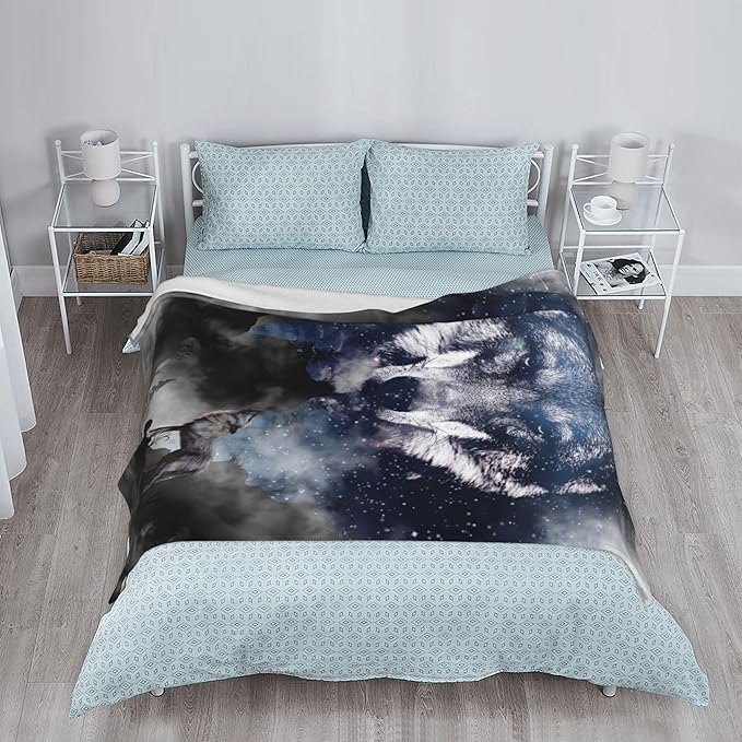 Wolf Soft Throw Blanket Flannel Fleece Blankets Warm Cozy Lightweight Fuzzy Blanket for Bed Sofa Couch Home Decor 80"X60"