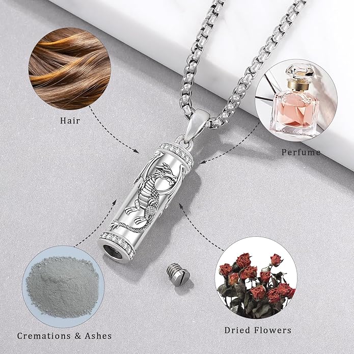 Aniu Cremation Jewelry for Ashes S925 Sterling Silver Urn Necklace Memorial Necklace for Human Ashes of Loved Ones Keepsake Pendant for Men Women