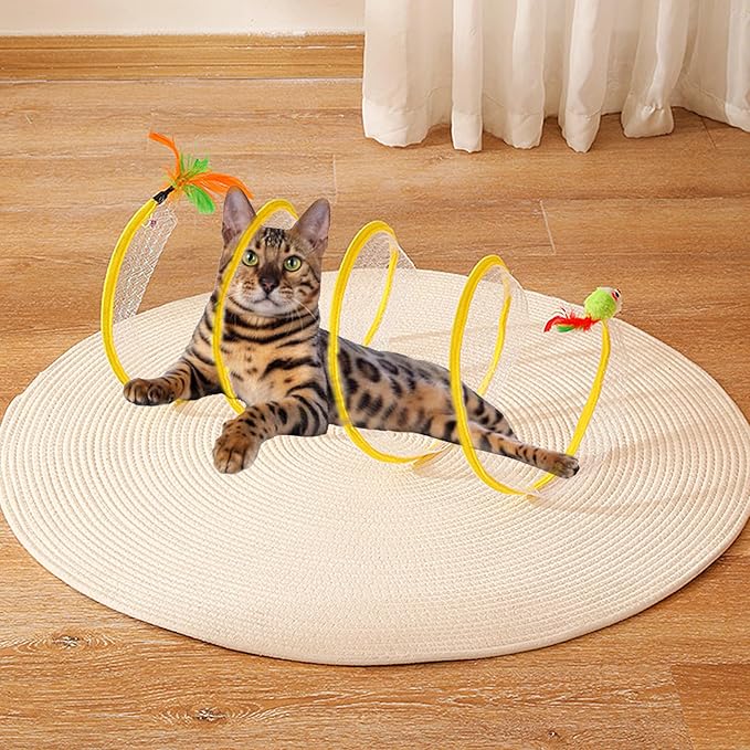 Cat Tunnel,Cat Toys,Cat Tunnels for Indoor Cats Large,Cat Tunnel Bed for Kittens,Cat Donut Tunnel,Interactive Cat Toys for Indoor Cats,Decompression Interactive Cat Springs Toys