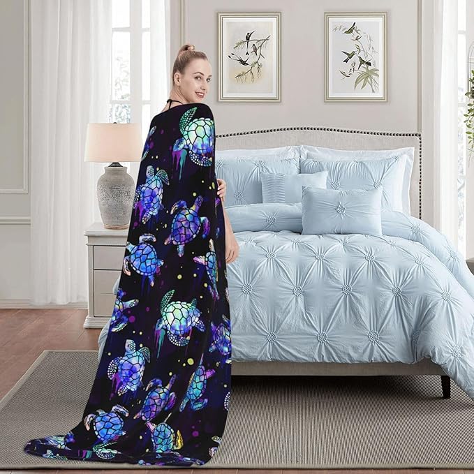 Sea Turtles Blanket Throw Blanket for Bed Soft Cozy Fluffy Couch Blankets Fleece Blanket Throw Gifts for Women Men Girls Boys 80"x60"