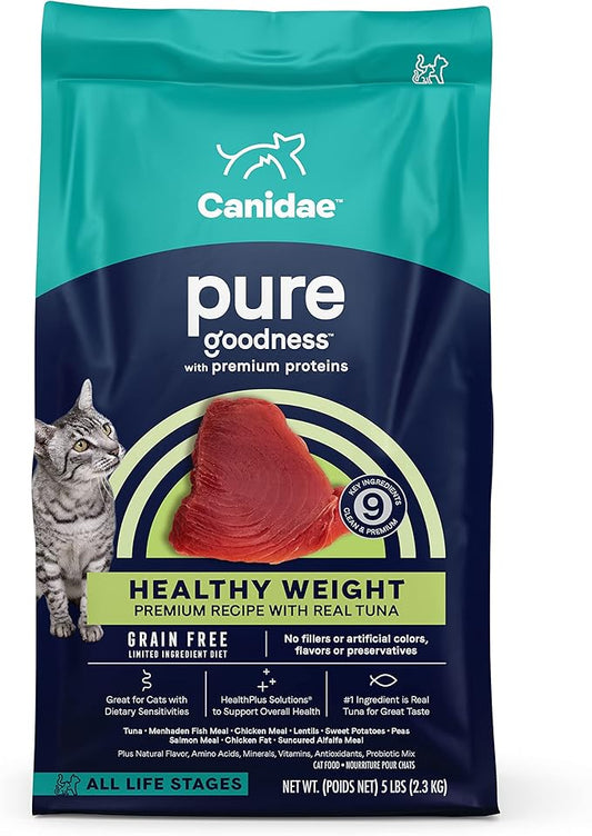 Canidae Pure Weight Management Limited Ingredient Premium Dry Cat Food, Real Tuna Recipe, 5 Lbs, Grain Free