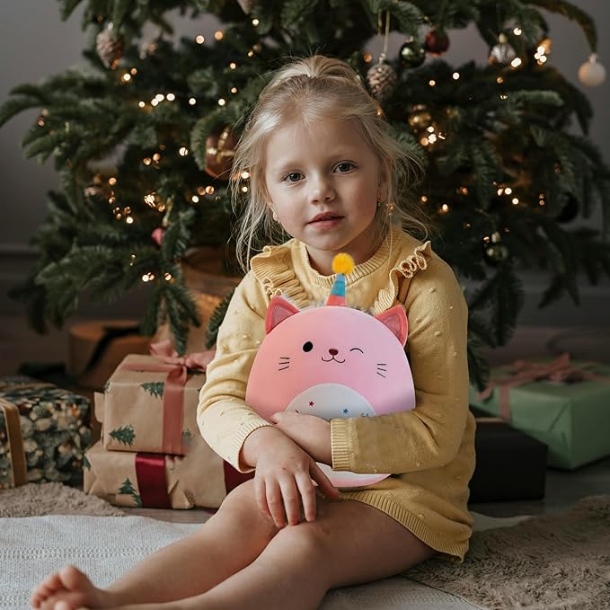 Cat Plush Cute Cat Stuffed Animals Soft Birthday Gift Cat Plushie Pillow Decor Pink 12 inch