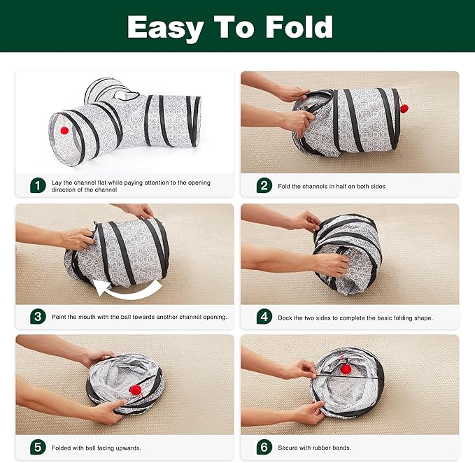 Love's cabin Cat Tunnel Tube Cat Toys 3 Way Collapsible, Cat Tunnels for Indoor Cats，Kitten Tunnel Bored Pet Cat Play Tunnel with Peek Hole Toy Ball for Cat, Kitty, Kitten, Rabbit, Puppy Grey Coin