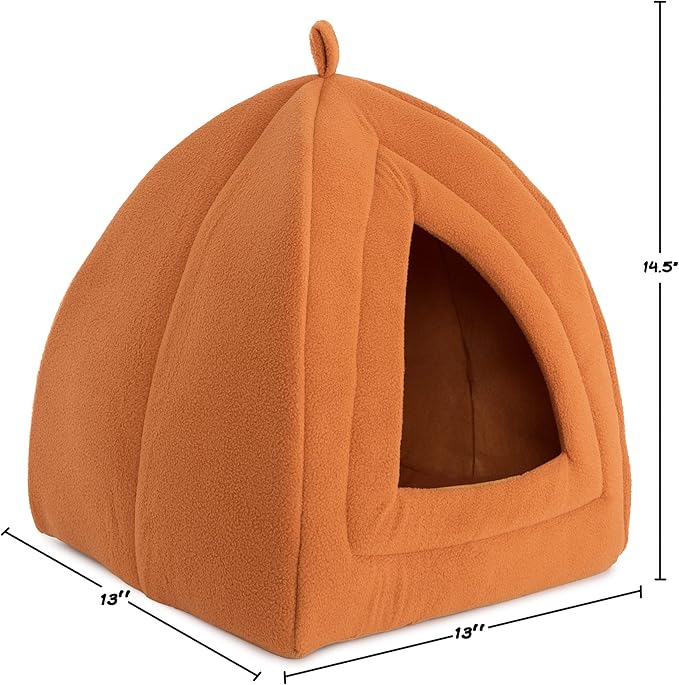 Cat House - Indoor Cat Bed with Removable Foam Cushion - Pet Tent for Kittens, Rabbits, Guinea Pigs, and Other Small Animals by PETMAKER (Brown)