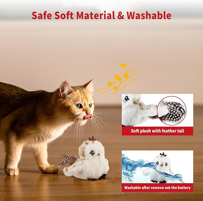 Gigwi Interactive Flapping Cat Toys Catnip, Electronic Flappy Toys Motion Activated, Automatic Cat Toys for Indoor Cats, USB Rechargeable Cat Enrichment Toy for Hunting and Kicker, Birds Couple