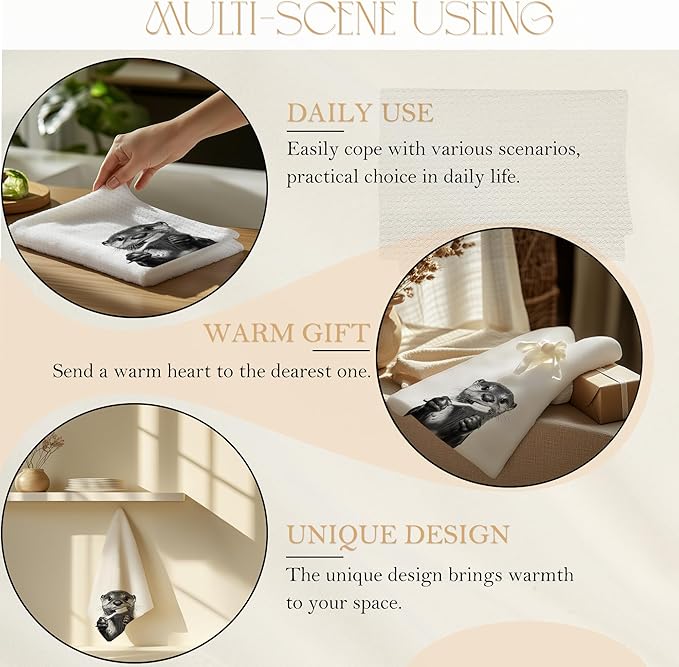 Funny Toothbrush Otter Bathroom Hand Towels, Otter Gifts Decorative Towels for Bathroom Washroom Restroom Decor, Kids Hand Towels, Otters Gifts for Women Men, 16x24 Inch