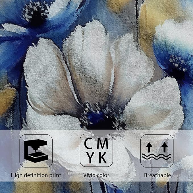 Watercolor White Blue Flowers Hand Towel Set of 2,Abstract Oil Painting Floral Soft Absorbent Decorative Bathroom Kitchen Towel for Bathroom Kitchen Hotel Gym Yoga