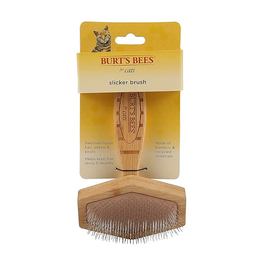 Burt's Bees for Pets Slicker Brush | Removes Loose Cat Fur, Prevents Matting | Ideal for Daily Grooming, Smooth Coat