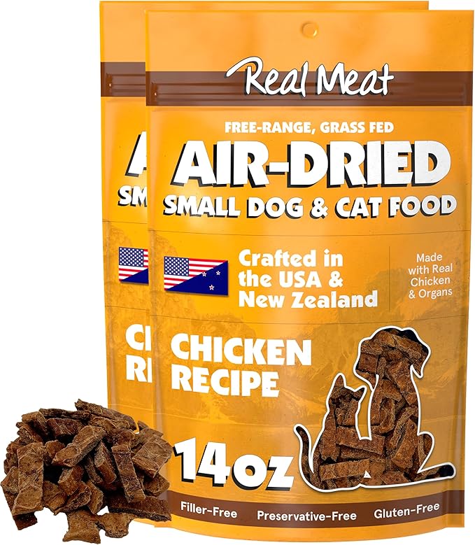 Real Meat Air Dried Cat Food & Dog Food w/Real Chicken - 1.75lbs of USA-Crafted Grain-Free Dry Dog & Cat Food Sourced from Free-Range, Cage-Free Chicken - All Natural, High Protein Pet Food
