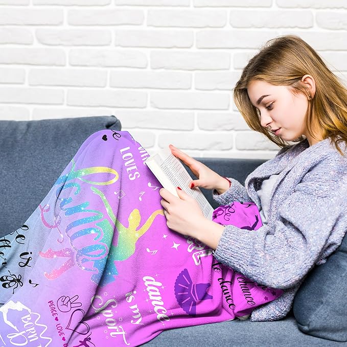 Dance Gifts for Girls Dancer Blanket Soft Flannel Dancers Merch Throw Blanket for Dance Lovers Team Dancing Gifts Stuff 50"x40"