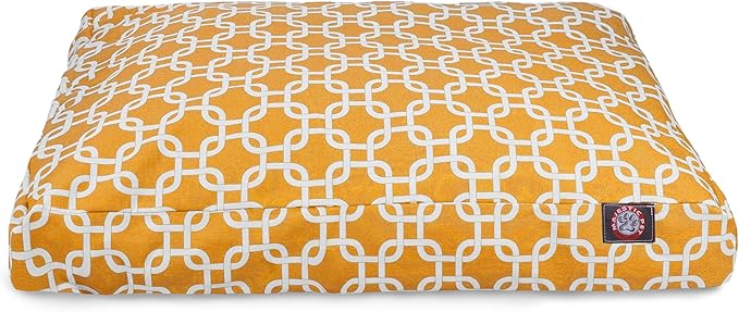 Yellow Links Small Rectangle Indoor Outdoor Pet Dog Bed With Removable Washable Cover By Majestic Pet Products